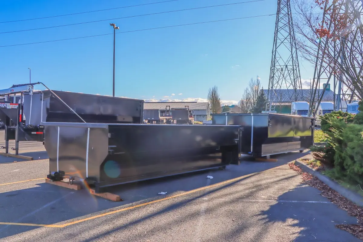 Roll-off dumpster ready for waste disposal at job site for Construction Dumpster Rental in La Porte
